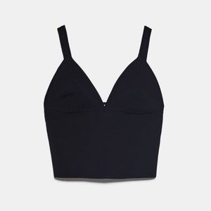 Cropped Knit Top in Black